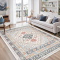 zesthome 5x8 Area Rugs for Living Room,Non-Slip Backing Washable Rugs,Vintage Large Area Rug，Stain Resistant Home Decor Rug (Multi,5'x8')