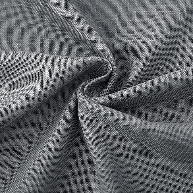 Dark Gray Curtains for Living Room Back Tab Modern Farmhouse Semi Sheer Gray Curtains 45 inches Long 2 Panels Set Muted Neutral Window Curtain for Dining Room Bedroom 52x45