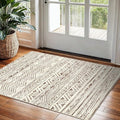2x3 Washable Entryway Area Rug: Moroccan Small Runner Rug for Hallway Soft Modern Non Slip Door Mat with Rubber Backing Low Pile Thin Floor Carpet for Kitchen Bathroom Bedroom Indoor(Beige,2x3)