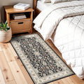 TOPRUUG 2x4 Entryway Runner Rug: Non-Slip Stain Resistant Rugs for Hallway Entry Low-Pile Soft Durable Small Door Mat Vintage Carpet for Entrance Bathroom Kitchen (Black, 2x4)