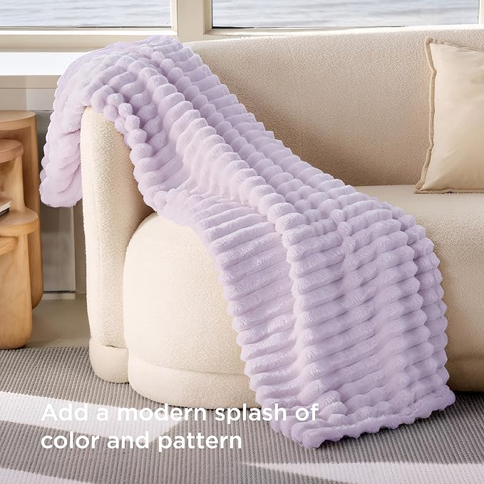 Bedsure GentleSoft Lavender Fog Fleece Blanket for Couch - Cozy Soft Blankets for Women, Cute Small Throws for Girls, 60x80 Inches
