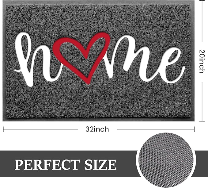 BeneathYourFeet Door Mat, Welcome Mat Low Profile Floor Mat Front Doormat Indoor and Outdoor Doormat Non Slip Rugs for Entryway, Patio, High Traffic Areas (32"x20", Grey-Home)