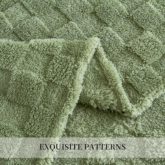 Aganear Flannel Throw Blanket - Cozy Soft Lightweight Fuzzy Checkered Throw Blanket for Women Portable Throw Blankets for Couch, Warm Present for Birthday, Christmas(50"x70", Sage Green)