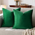 GIGIZAZA Decorative Throw Pillow Covers 16x16,Set of 2 Forest Green Square Couch Pillow Covers,Velvet Sofa Boho Cushion Pillows