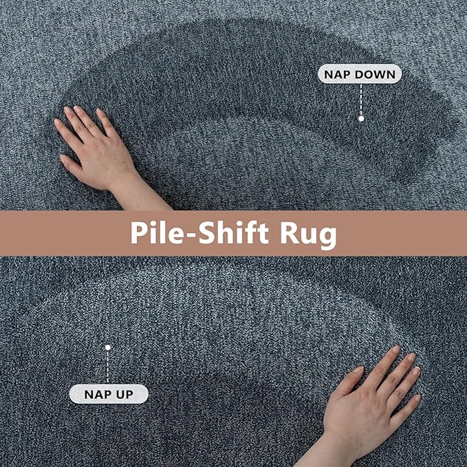 FinRèc 4x6 Washable Area Rugs for Bedroom Living Room, Low Pile Thin Rug Solid Color, Non-Slip Carpet Indoor for Home Decor (Navy Blue)