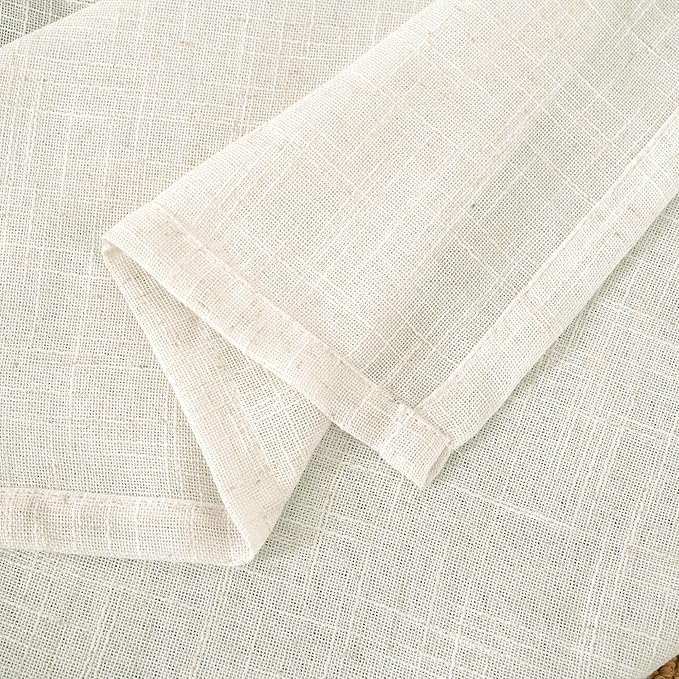 LAMIT Extra Wide Linen Curtains for Bedroom, Cream Light Filtering Faux Linen Textured Panels Semi Sheer Back Tab and Rod Pocket Boho Drapes for Living Room, 2 Panels, 70 x 84 Inch