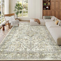 zesthome 6x9 Area Rug, Super Soft Washable Rugs for Living Room, Non-Slip Stain Resistant Vintage Rugs, Ultra-Thin Large Area Rugs (Beige/Brown,6'x9')