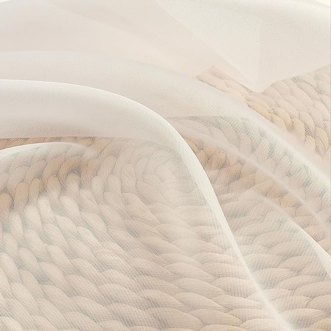 Chyhomenyc Cream Sheer Curtains 54 Inch Long 2 Panels, Short Voile Sheer Drapes for Dinning Small Windows Bathroom Living Room Bedroom, Rod Pocket, 42Wx54L Inches