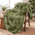 Exclusivo Mezcla Fleece Throw Blanket for Couch, Extra Large Fuzzy Tie-dye Olive Green Bed Blankets, Soft Cozy Plush Sofa Throws for All Seasons, 50x70 Inches