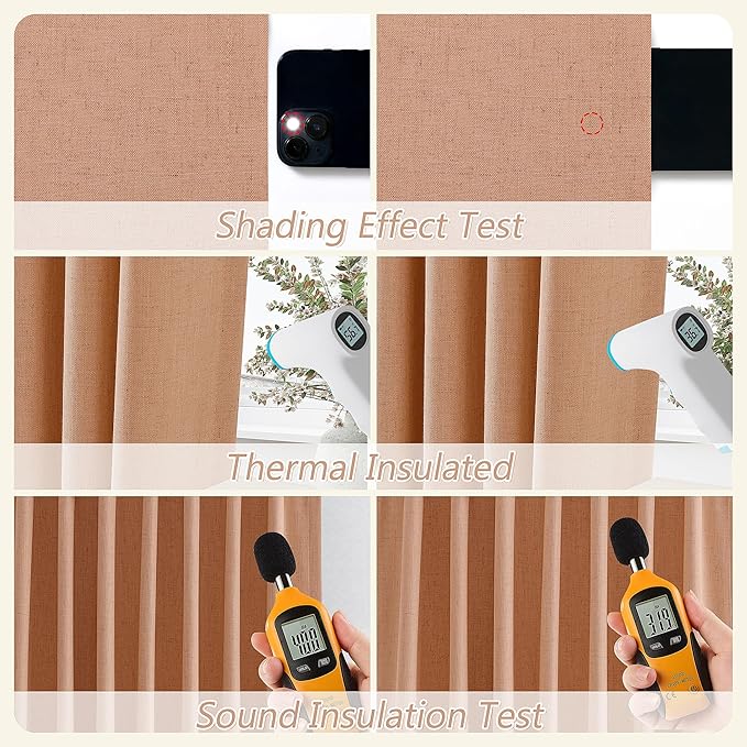 Guken 100% Blackout Curtains 84 Inch Length 2 Panels Set for Living Room Bedroom Back Tab Thermal Insulated Black Out Linen Drapes Room Darkening Peach Quartz,52x84
