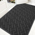 OLANLY Front Door Mat Indoor Outdoor Entrance, Waterproof All-Season, All-Weather Doormat, Sturdy Natural Rubber, Low Profile, Easy Clean Patio Porch Entryway Mat, Herringbone Brick (Black, 59x35)