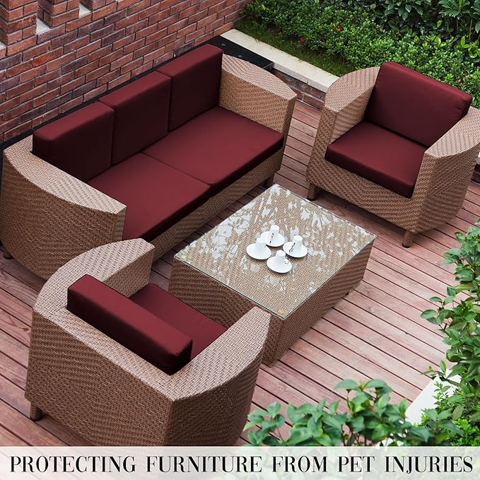 Outdoor Cushion Covers Set,8PCS Patio Furniture Couch Seat Slipcovers, Replacement for Sofa Sectional Chair(Cover，Only)