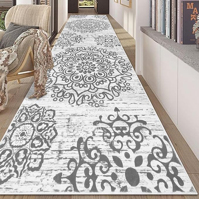 HEBE Hallway Runner Rug 3'x10' Washable Vintage Distressed Area Rugs Non Slip Laundry Rug Runner Boho Floor Carpet Runners for Hallways Entryway Laundry Room Kitchen Bathroom