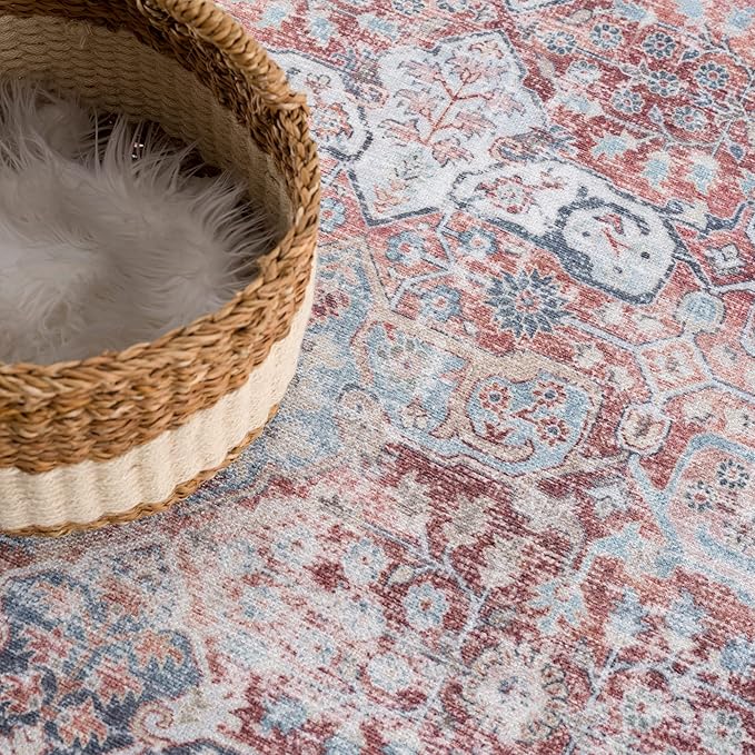 Area Rug 2x3 Machine Washable Non-Slip, Polyester, Dark Blue
