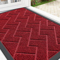 OLANLY Front Door Mat Indoor Outdoor Entrance, Waterproof All-Season, All-Weather Doormat, Sturdy Natural Rubber, Easy Clean Patio Porch Entryway Mat, Herringbone Brick (Wine Red, 29.5x17)