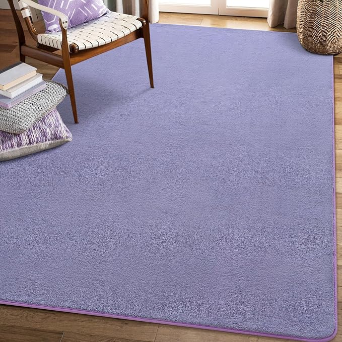 Amearea Modern Soft Hallway Runner Rug, 2x6 Purple Fluffy Bedroom Bedside Rugs, Washable Long Runner Rugs for Hallway, Non Slip Memory Foam Rug Carpet for Entrance Kitchen Living Room Decor