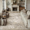 Beige Area Rug 8x10 Machine Washable Modern Abstract Living Room Carpet Non Slip Neutral Low Pile Soft Non Shedding Bedroom Contemporary Large Rug Indoor Office Dining Room Playroom