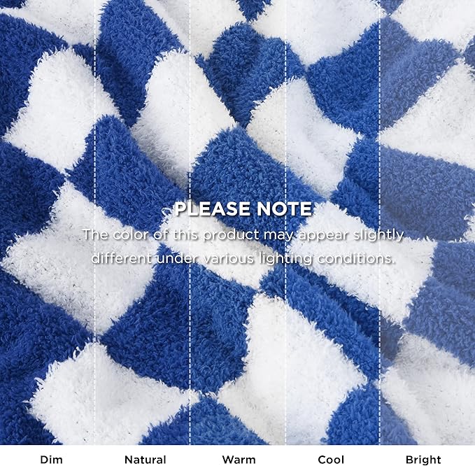 Bedsure Gentlesoft Checkered Twin Blanket for Couch - Soft Cozy & Warm Knit Navy Blue Throw Blanket, Breathable, Lightweight & Fluffy Plaid Blankets for Bed & Sofa, Gifts for Women Men, 60x80 Inches