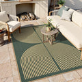 Lahome Enfys Modern Rainbow Easy Jute Indoor Outdoor Rugs, 5x7 Dark Green Rug for Living Room Office, Farmhouse Non Slip Non Shedding Floor Carpet for Dining Room Deck Sunroom