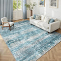 LEPEII 6x9 Area Rugs, Washable Modern Abstract Area Rugs for Living Room, Indoor Neutral Area Rug for Bedroom, Dining Room, Low Pile Non-Slip Non Shedding Rugs-Blue