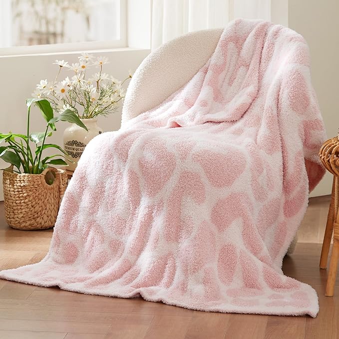 Bedsure Leopard Throw Blanket for Couch, Knit Plush Throw Blanket - Super Soft, Cozy & Warm GentleSoft, Breathable & Lightweight for Bed & Sofa, Leopard Pink, 60x80 Inches