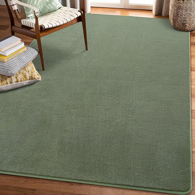 Amearea Modern Soft Hallway Runner Rug, 2x6 Fluffy Bedroom Bedside Rugs, Washable Long Runner Rugs for Hallway, Non Slip Memory Foam Rug Carpet for Entrance Kitchen Living Room Decor, Sage Green
