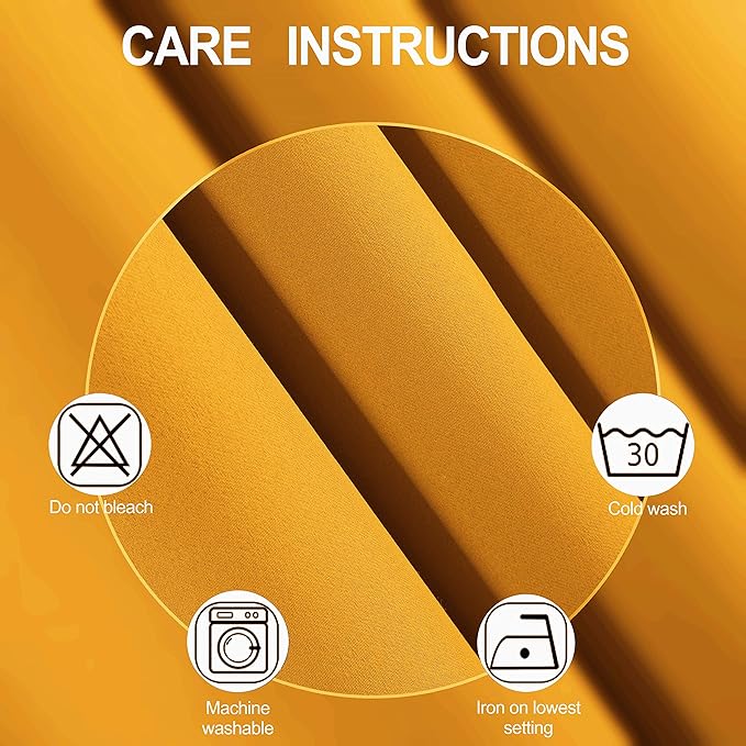 LEMOMO Yellow Blackout Curtains 34 x 63 Inch Length/Set of 2 Curtain Panels/Thermal Insulated Room Darkening Blackout Curtains for Bedroom