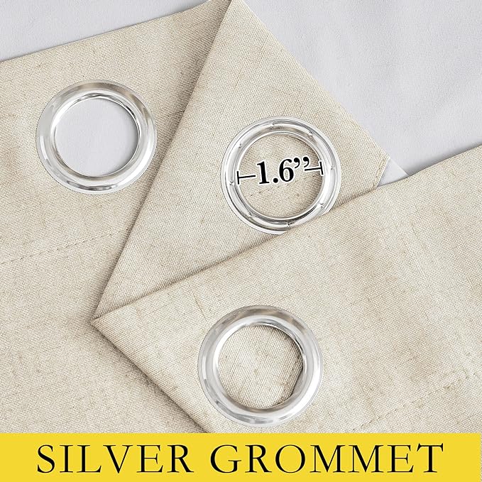 NICETOWN 100% Absolutely Blackout Linen Curtains with Thermal Insulated White Liner, 52" W, 2 PCs, Beige, 102" Long Drapes Sweep The Floor Decorative Keep Privacy Panels for Living Room/Villa/Bedroom