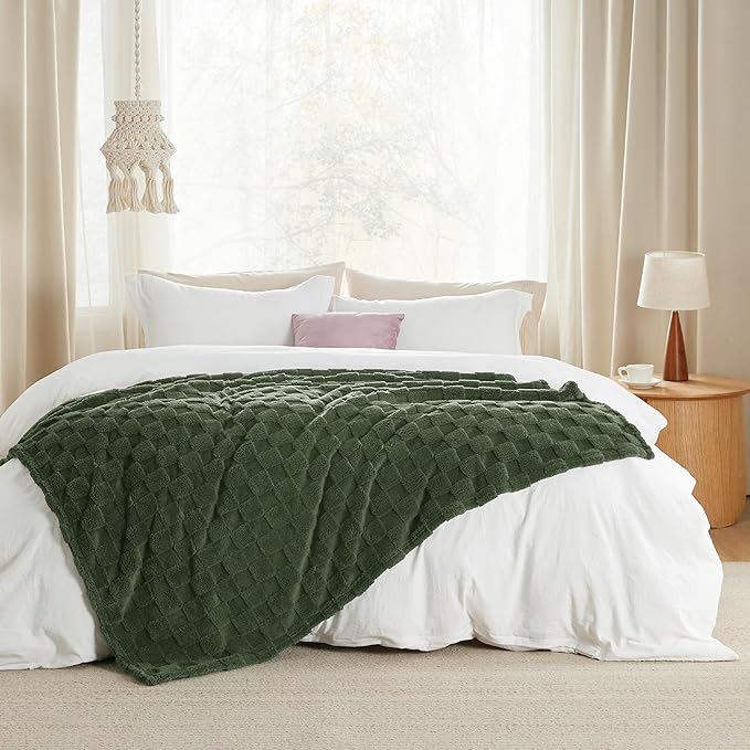 Bedsure GentleSoft Olive Green Spring Throw Blanket for Couch - Super Soft Cozy Blankets Gifts for Kids Girls, Cute Small Fleece Throws for Bedroom Home Decor, 50x70 Inches