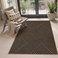 Lahome Enfys Modern Geometric Outdoor Easy Jute Rug, 3x5 Indoor Outdoor Rugs for Living Room Black Entryway Carpet, Farmhouse Washable Non Slip Carpet for Patio Courtyard Bedroom