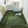 Ophanie Gray Green Grass Area Rugs for Bedroom, 3x5 Shag Fluffy Carpet, Fuzzy Furry Plush Soft Cute Kids Baby Girls Shaggy Bedside Floor Rug for Teen Dorm Nursery Home Decor Aesthetic