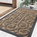 Smiry Welcome Door Mat Outside Entrance, Heavy Duty Trap Dirt and Moisture Easy Clean Low Profile Patio Porch Indoor Outdoor Front Doormat for Entry, 35x23 Inch, Brown