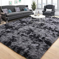 Tepook Soft Fluffy Rugs for Living Room, 5x8 Shaggy Area Rug for Bedroom, Modern Shag Rug Fuzzy Carpets for Kids, Plush Indoor Nursery Home Decor Rug with Non-Slip Bottom, Tie-dye Dark Grey