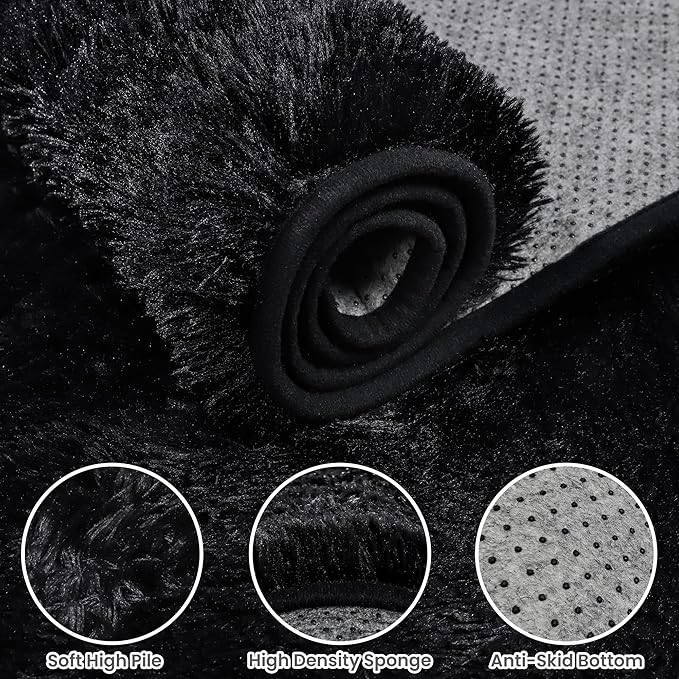 6x9 Area Rugs for Living Room Rug: Soft Fluffy Shag Black Rugs for Bedroom, Non-Slip Large Fuzzy Plush Rug Indoor Floor Carpet for Nursery Kids Boys Girls Room, Dorms, Playroom, Modern Home Decor