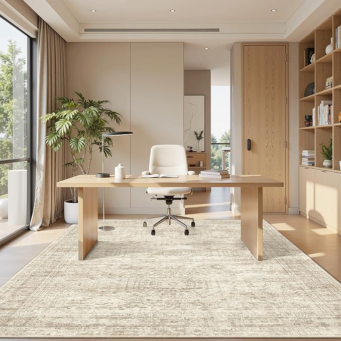 6x9 Area Rug for Living Room Washable 6x9 Rug Non-Slip Modern Rugs for Bedroom Dinning Room Ultra-Thin Indoor Beige Rug