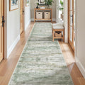 Long Hallway Runner Rug- Carpet Runners for Hallway 12ft, Anti Slip Backing Washable Rug Runner for Entrance, Living Room, Soft Low Pile Modern Rug Runner(2'x12', Green/Yellow/Ivory)