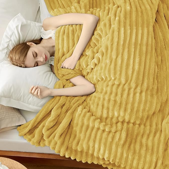 Bedsure GentleSoft Yellow California King Size Blanket for Couch - Cozy Soft Blankets for Women, Cute Small Fleece Throws for Girls, Birthday Gifts for Women, 102x96 Inches