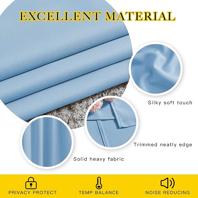 NICETOWN Blackout Curtains 54 Long - Window Treatment Thermal Insulated Solid Grommet Blackout Curtains/Panels/Drapes for Bedroom (Blue, Set of 2, 66 by 54 Inch)