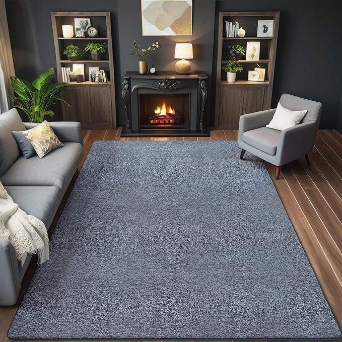AROGAN Washable 5×7 Living Room Rug, Modern Area Rugs with Soft Memory Foam for Bedroom, Minimalist Non-Slip Indoor Floor Carpet for Dining Room Office Kids Playroom Decor, Navy Blue