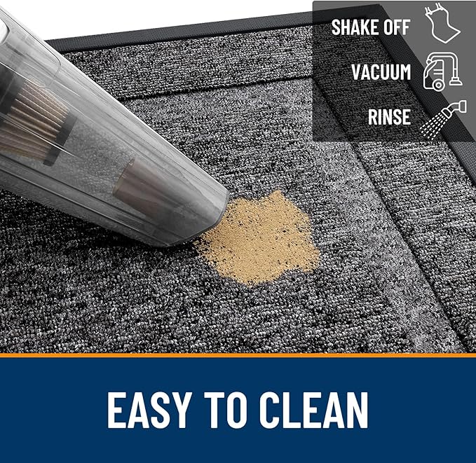 OLANLY Front Door Mat Indoor Outdoor Entrance, Waterproof All-Season, All-Weather Doormat, Sturdy Natural Rubber, Low Profile, Easy Clean Patio Porch Entryway Mat, 35x23, Black and White