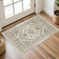Entryway Rug - 2x3 Washable Rug Runner for Bathroom, Laundry Room, Kitchen, Soft Vintage Hallway Runner for Bedroom, Non-Slip Door Mat Indoor Entrance(Brown,2'x3')