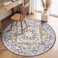 Lofus 4ft Area Rugs for Living Room, Washable Area Rug, Rugs for Bedroom, Kitchen, Vintage Boho Carpet, Soft Non-Slip, Low Pile Large Area Rug for Office Dining Room, Floral Brown