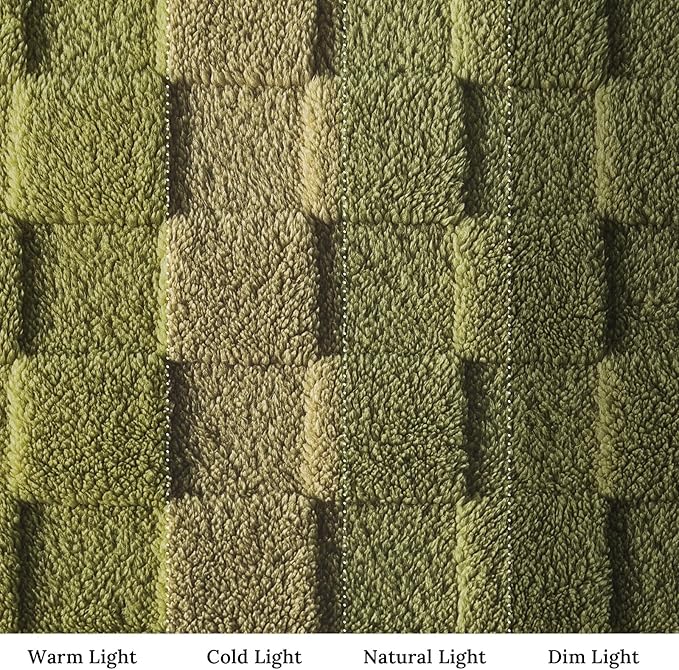 Exclusivo Mezcla Queen Size Flannel Fleece Blanket, Super Soft and Warm Lightweight Checkered Pattern Blankets for All Seasons, 90x90 Inches, Olive Green