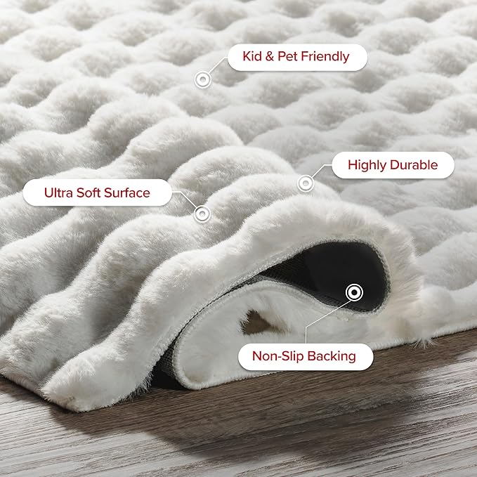 nuLOOM 3'9" x 6' Cozy Plush SuperiorWash Area Rug, Machine Washable, Non-Slip, Soft Fluffy Shag Carpet for Living Room Bedroom Kids Room Nursery Home Decor, Jeni White