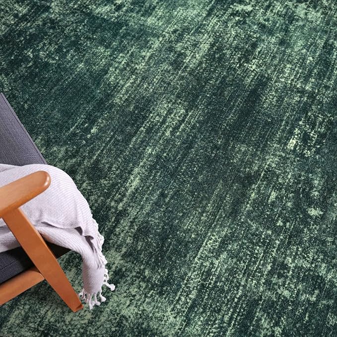 IOHOUZE Abstract Runner Rug 3x10 Ft Washable Runners for Hallways, Non Slip Kitchen Runner Printed Faux Wool Entryway Runner Indoor, Modern Abstract Floor Carpet for Hall Bedroom, Dark Green