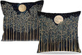 Rustic William Morris Night Moon Forest Green Decor Pillow Covers 18x18 Set of 2,Vintage Botanical Nature Landscape Decorative Throw Pillow Covers for Home Bedroom Living Room