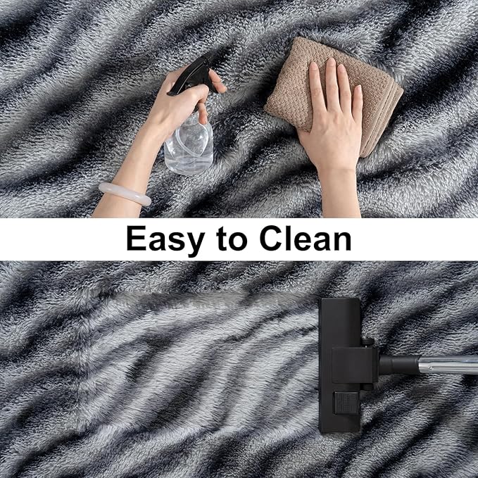 Soft Runner Rugs for Bedroom Hallways, 2x3 Black and White Fluffy Shag Throw Area Rug Non Slip for Bedside Dorm, Long Shaggy Furry Carpet for Nursery Living Room