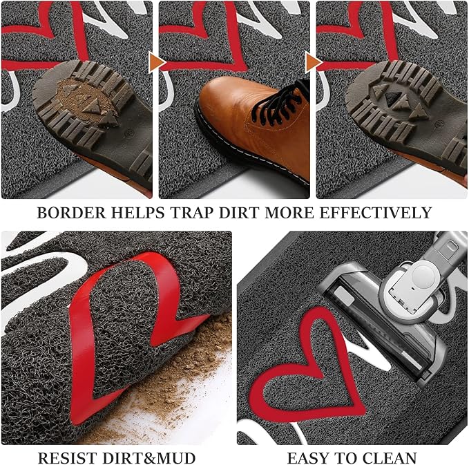 BeneathYourFeet Door Mat, Welcome Mat Low Profile Floor Mat Front Doormat Indoor and Outdoor Doormat Non Slip Rugs for Entryway, Patio, High Traffic Areas (36"x24", Grey-Home)
