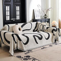 MYSKY HOME Boho Couch Cover Super Soft Couch Covers for 2-3 Cushion Couch Sofa, Modern Black Jacquard Sofa Slipcover Loveseat Futon Cover, Couch Covers for Sectional Sofa, 71" x 102", Black Curve