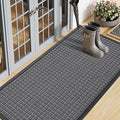 Smiry Front Door Mat Outside Entrance, Heavy Duty Natural Rubber Doormat, Non Slip, Trap Dirt and Moisture, Easy Clean, Low Profile Welcome Floor Mats for Indoor Outdoor Entry, 47x23 Inch, Grey